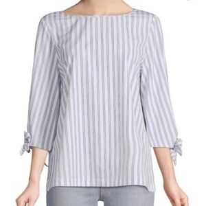 Lafayette 148 Elaina Striped Tie Blouse top